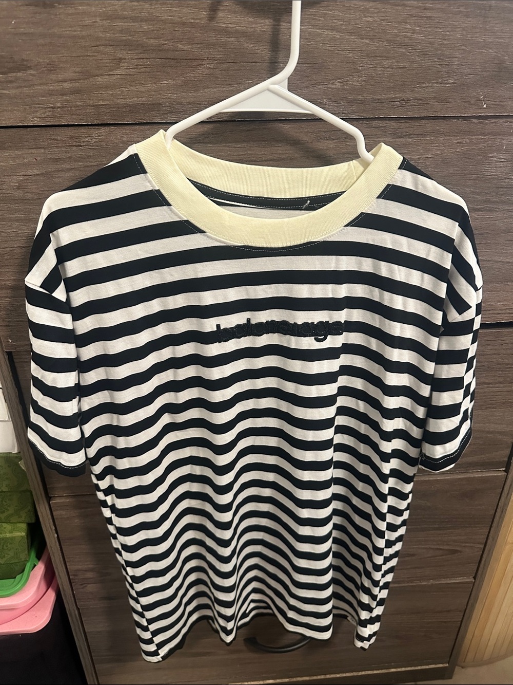 Striped Short-Sleeve Crewneck Tee size L